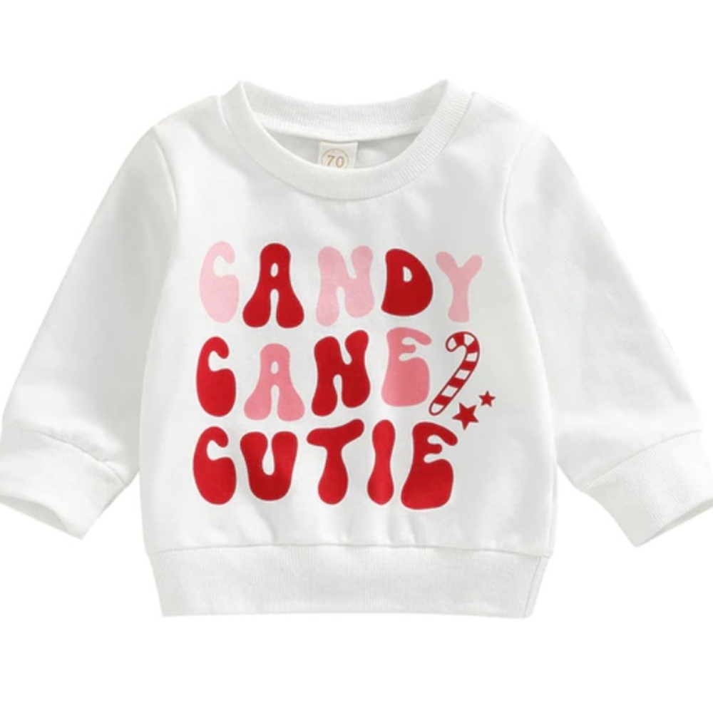 Christmas Candy Cane Cutie Long Sleeve Sweatshirt, Toddler Girl 2T, 3T, 4T NWT